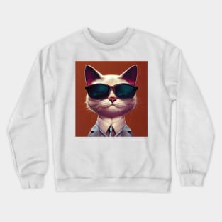 Cool Cat in Shades and a Suit Crewneck Sweatshirt